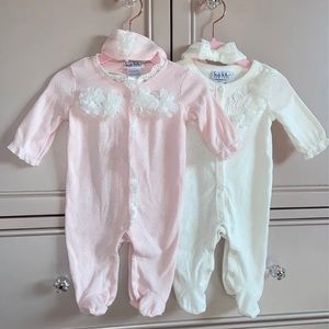 2 pretty footies with matching headbands
